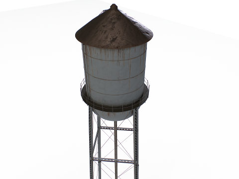 금속 급수탑 3D 모델
