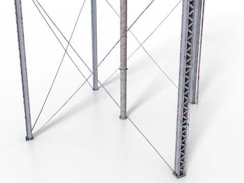 금속 급수탑 3D 모델