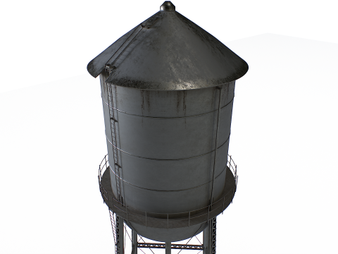 금속 급수탑 3D 모델