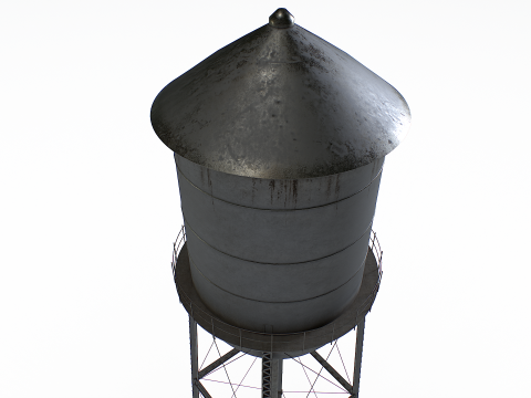 금속 급수탑 3D 모델