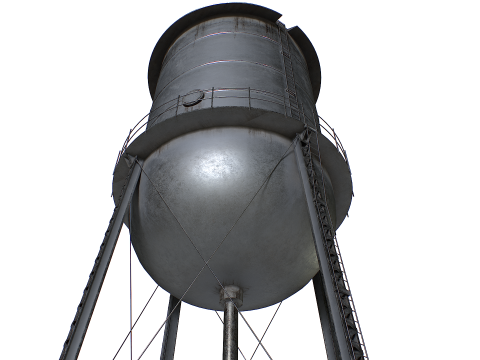 금속 급수탑 3D 모델