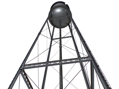 금속 급수탑 3D 모델