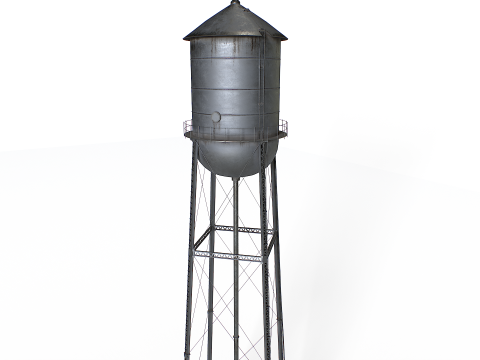 금속 급수탑 3D 모델