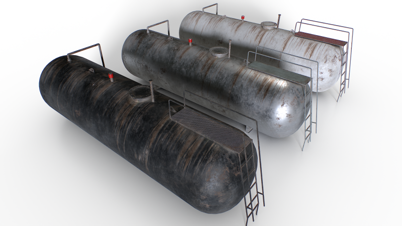 Old Industrial Storage Tanks 3D Model .c4d .max .obj .3ds .fbx .stl .blend 