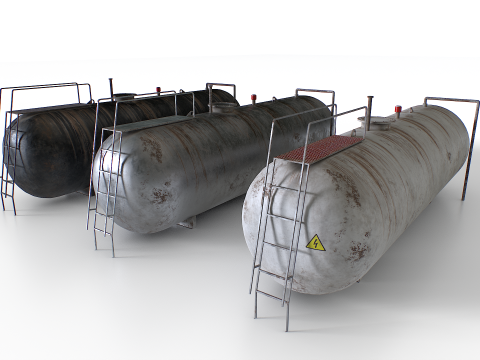 Old Industrial Storage Tanks 3D Model