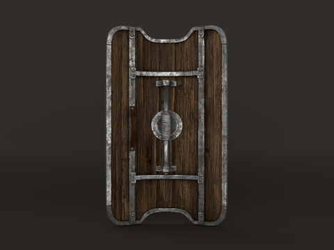 Wooden Shield Low-poly Model 3D