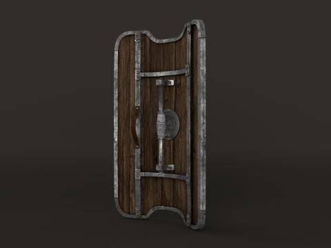 Wooden Shield Low-poly Model 3D