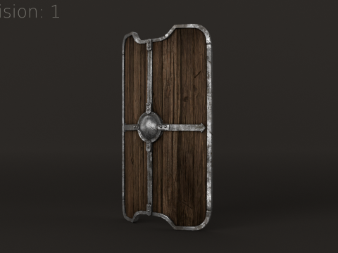 Wooden Shield Low-poly Model 3D