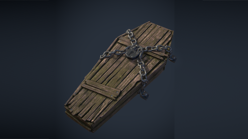 Chained Coffin Low-poly 3D Model .c4d .max .obj .3ds .fbx .stl .blend