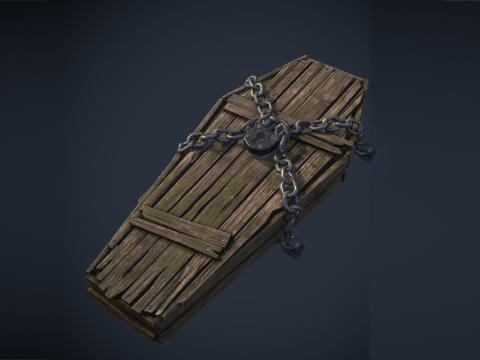 Chained Coffin Low-poly 3D Model