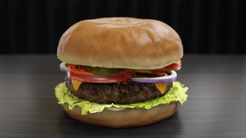 Cheeseburger hamburger with lettuce and tomatoes Low-poly 3D Modell .c4d .max .obj .3ds .fbx .stl .blend 