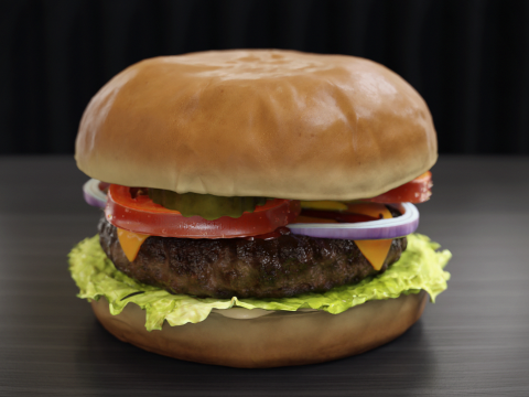 Cheeseburger hamburger with lettuce and tomatoes Low-poly Modelo 3D