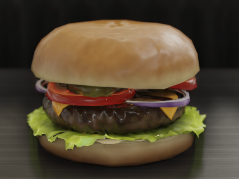 Cheeseburger hamburger with lettuce and tomatoes Low-poly 3D Modell