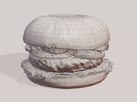Cheeseburger hamburger with lettuce and tomatoes Low-poly 3D Modell