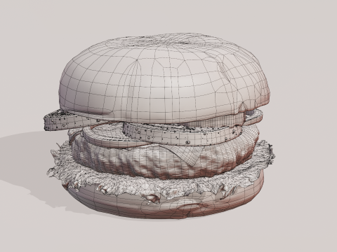 Cheeseburger hamburger with lettuce and tomatoes Low-poly 3D Modell