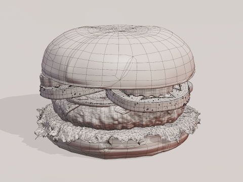Cheeseburger hamburger with lettuce and tomatoes Low-poly 3D Modell