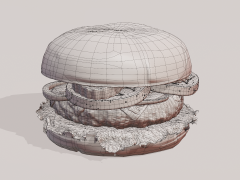 Cheeseburger hamburger with lettuce and tomatoes Low-poly 3D Modell