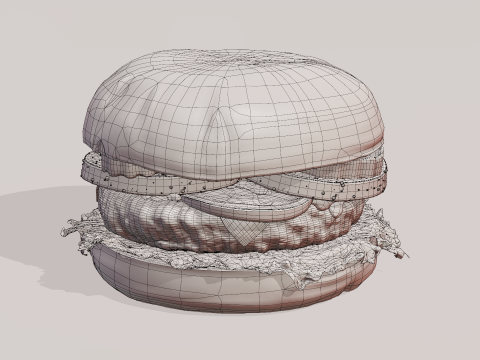 Cheeseburger hamburger with lettuce and tomatoes Low-poly 3D Modell