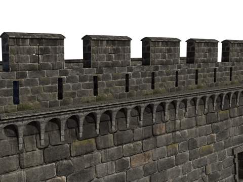 Fortress Stone Wall 3D Model