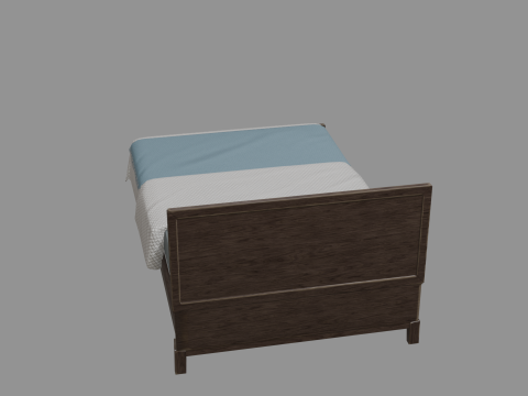 3D Queen Size Rustic Bed model Low-poly Modello 3D