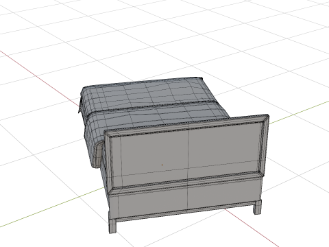 3D Queen Size Rustic Bed model Low-poly Modello 3D