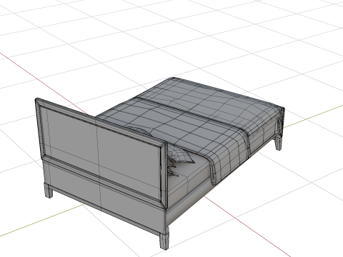 3D Queen Size Rustic Bed model Low-poly Modello 3D