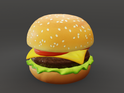 Cartoon Cheeseburger Low-poly 3Dモデル