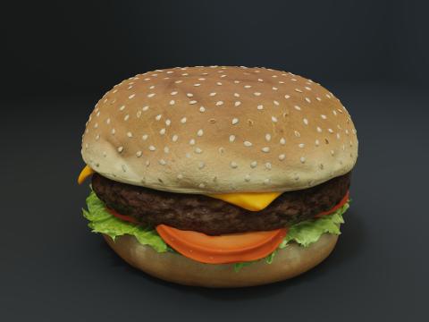 3D Cheeseburger with package model 3D Model