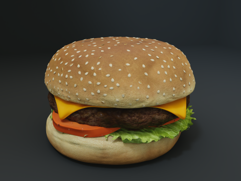 3D Cheeseburger with package model 3D Model