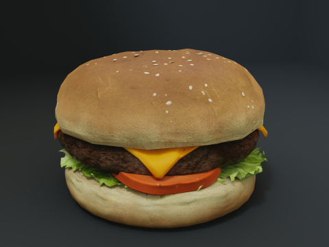 3D Cheeseburger with package model 3D Model