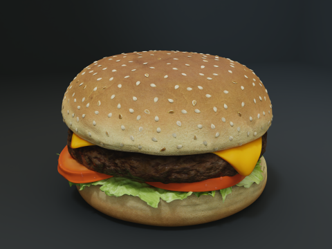 3D Cheeseburger with package model 3D Model