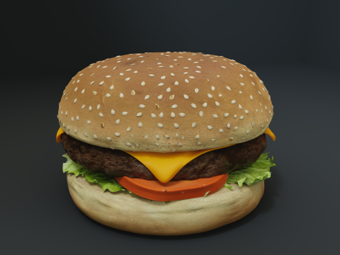 3D Cheeseburger with package model 3D Model
