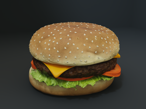 3D Cheeseburger with package model 3D Model