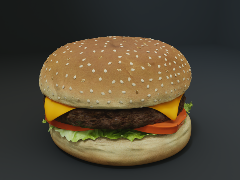3D Cheeseburger with package model 3D Model