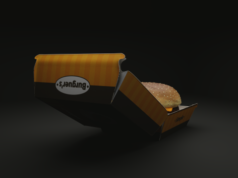 3D Cheeseburger with package model 3D Model