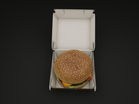 3D Cheeseburger with package model 3D Model