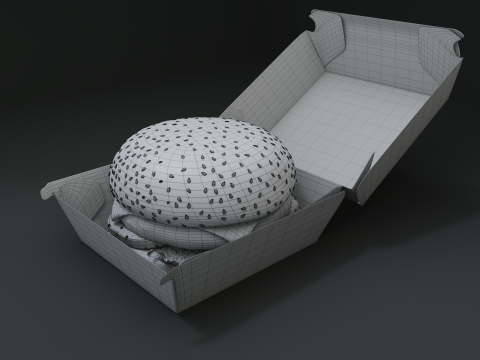 3D Cheeseburger with package model 3D Model
