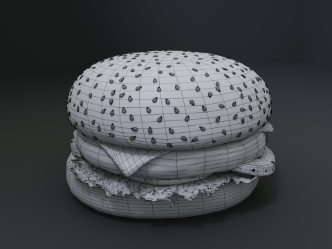 3D Cheeseburger with package model 3D Model