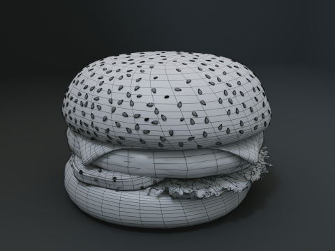 3D Cheeseburger with package model 3D Model