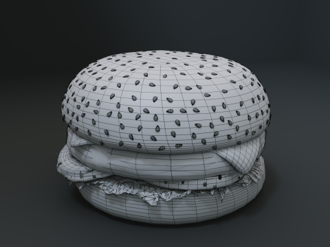 3D Cheeseburger with package model 3D Model