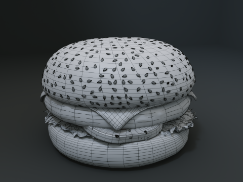 3D Cheeseburger with package model 3D Model