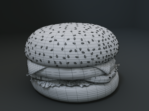 3D Cheeseburger with package model 3D Model