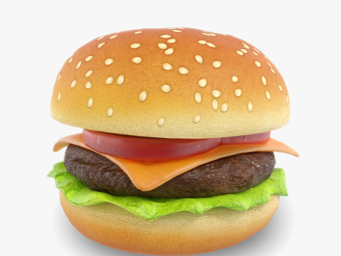 Cartoon Cheeseburger Low-poly 3D 모델