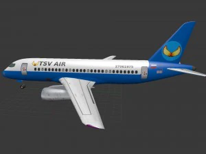 Sukhoi superjet 100 low-poly 3D Model