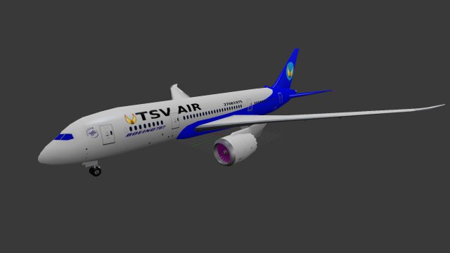 Boeing 787 low-poly 3D मॉडल .c4d .max .obj .3ds .fbx .stl .blend 