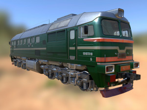 Soviet locomotive m62 train 3D Model