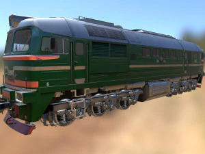 Soviet locomotive m62 train 3D Model