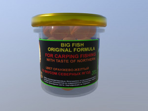 Glass jar with boilies for fishing Model 3D