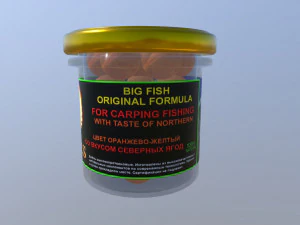 Glass jar with boilies for fishing 3D Model