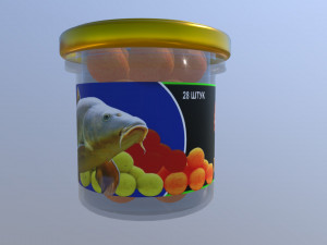 Glass jar with boilies for fishing Model 3D